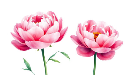 Obraz premium Elegant pink watercolor peonies bouquet isolated on transparent background, romantic floral illustration.