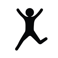 Silhouette of a person jumping or celebrating with arms raised enthusiastically