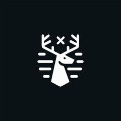 Minimalist Stag Emblem with Antlers and Geometric Elements