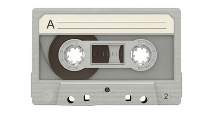Obraz premium Isolated Retro Cassette Tape Audio Device For Music Playback Analog Technology Recording Media
