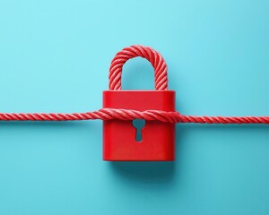 Abstract lock symbol with connecting lines, minimal data protection design