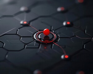 Abstract data breach alert visual with red dot in clean network grid