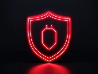 Thin outline of shield blocking malware icon, clean cybersecurity idea