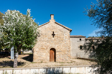 Ancient Catalan Romanesque Santa Maria de Matadars Church Barcelona Spain 11th Century Stone Hermitage and Cruciform Window