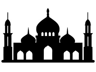 islamic mosque black silhouette vector,mosque icon