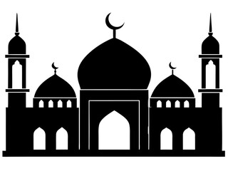 islamic mosque black silhouette vector,mosque icon