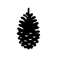Simple Black and White Illustration of a Pinecone with Defined Edges