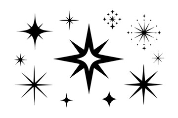 sparkle star icon set,sparkle star silhouette vector set