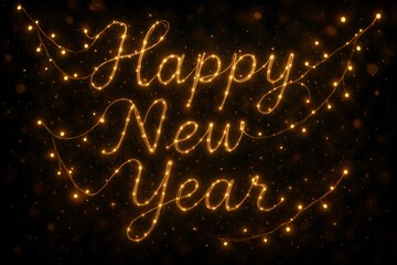 Fairy Light Garland Happy New Year Text