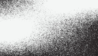Grunge wavy sand grain background. Stippling curved gradient wave texture. Gritty noise dotwork wallpaper. Black dots, speckles, particles or granules.