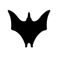 Black silhouette of a pterodactyl dinosaur against a white background
