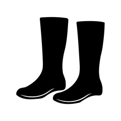 Two black wellington boots standing isolated on a plain white background