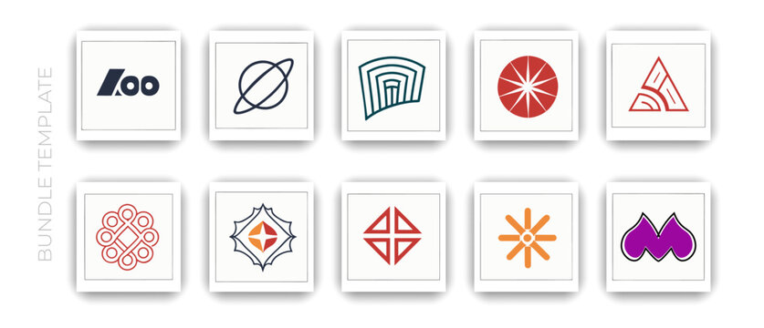 Abstract geometric logo templates set, modern emblem and creative vector icons