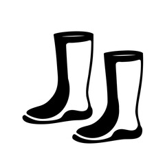 Simple Black and White Illustration of Wellington Boots for Outdoors Use