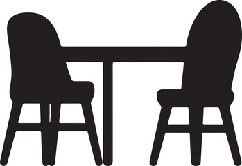 Table and chair for Baby dinning in silhouette 
