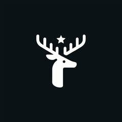 Minimalist Deer Head Emblem with Star Antler Crown
