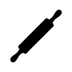 Black silhouette of a rolling pin isolated on a white background