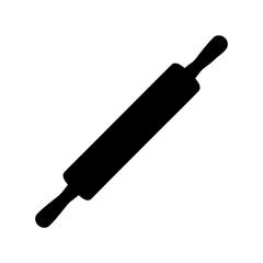 Black and white illustration of a rolling pin, for baking and cooking