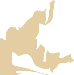 An abstract organic silhouette with flowing curves and sharp angles, resembling a rugged terrain or stylized natural landscape.