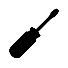 Black and white silhouette illustration of a flathead screwdriver tool