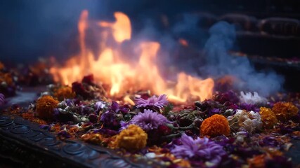 Witness the sacred traditions of Indian funeral customs, including Hindu rites, ash immersion, floral tributes, spiritual chanting, and the journey of the soul in the afterlife acc fire