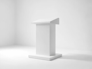White podium in a white room