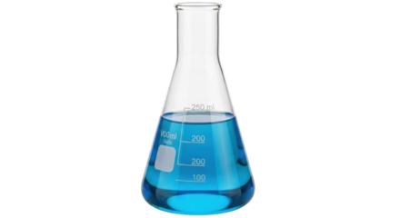 Isolated Erlenmeyer flask containing liquid used in laboratory setting for experiments