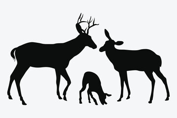 Deer Family Silhouette Symbol of Nature, Harmony and Wildlife