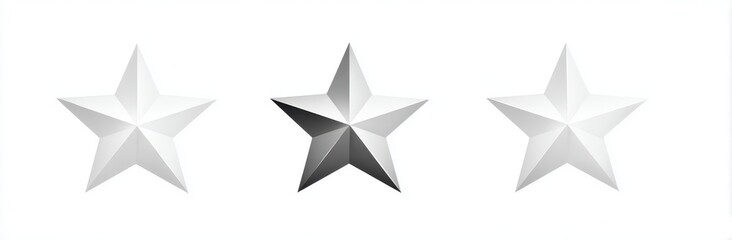 Obraz premium Three geometric stars on white, award concept