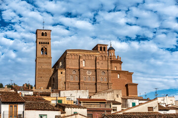 Mudejar Architecture Nuestra Señora del Castillo Church Aniñon Zaragoza Spain 16th Century Brickwork Tower and Rooftops