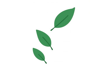 Naklejka premium Three green leaves floating, falling, or growing, representing nature, growth, ecology, and organic concepts