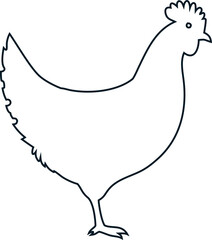 Simple hen outline vector, elegant poultry illustration for rustic branding, rural farm identity, and eco packaging.