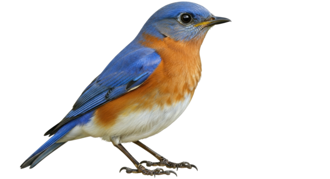 Isolated Eastern Bluebird Perched, Wild Bird in Natural Pose, Detailed Plumage and Feathers