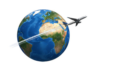 Naklejka premium An airplane traveling the world