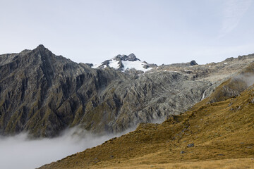 Mt. Brewster and the Brewster Glacier in Mt. Aspiring National Park in New Zealand