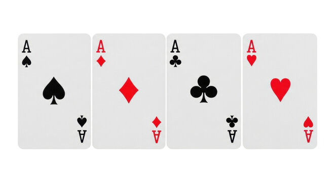 Isolated Playing Cards Four Aces suits of Spades Diamonds Clubs Hearts symbol of card game set