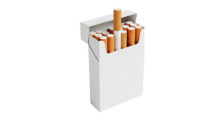 Isolated full pack of cigarettes for sale on a counter for tobacco addiction concept
