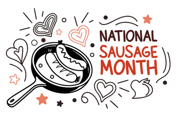 NATIONAL SAUSAGE MONTH vector illustration isolated on white background