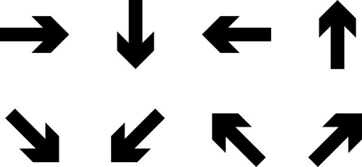 Collection of black arrows pointing in various directions