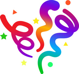 Colorful heart shaped confetti and streamers celebration