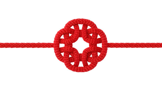 Red decorative chinese knot isolated on the transparent background, symbolizing luck, tradition, and culture in festive ornament design