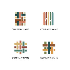 Collection of Modern Abstract Logos with Geometric Weave Elements.