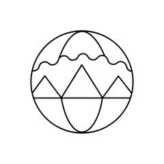 Abstract globe with mountains and water line silhouette