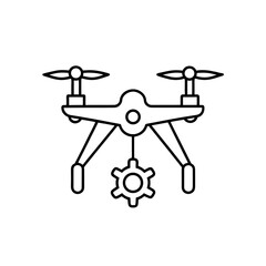 Outline drone carrying a gear mechanism silhouette