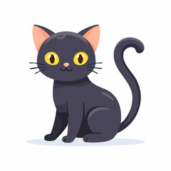 Flat Vector Icon of Halloween Black Cat