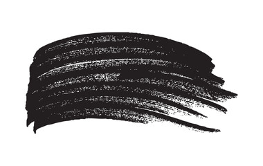 Set of two black grunge brush strokes. Hand-painted wavy ink smear elements isolated on a white background.