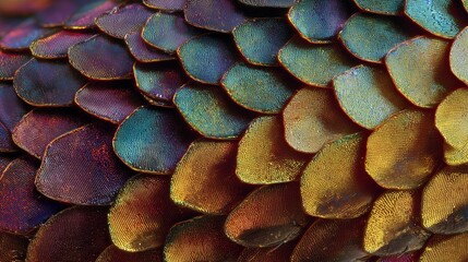 Macro closeup of iridescent insect wing scales with golden texture