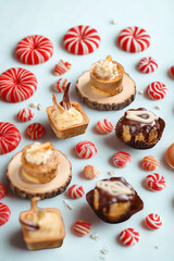 Festive assortment of baked goods and peppermint candies