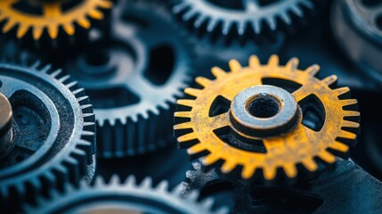 A close-up of gears, symbolizing precision engineering and mechanical processes.