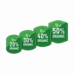 Set of eco labels, Set of green labels, set of eco labels 20%, 30%, 40%,50%, Oraganic product label
